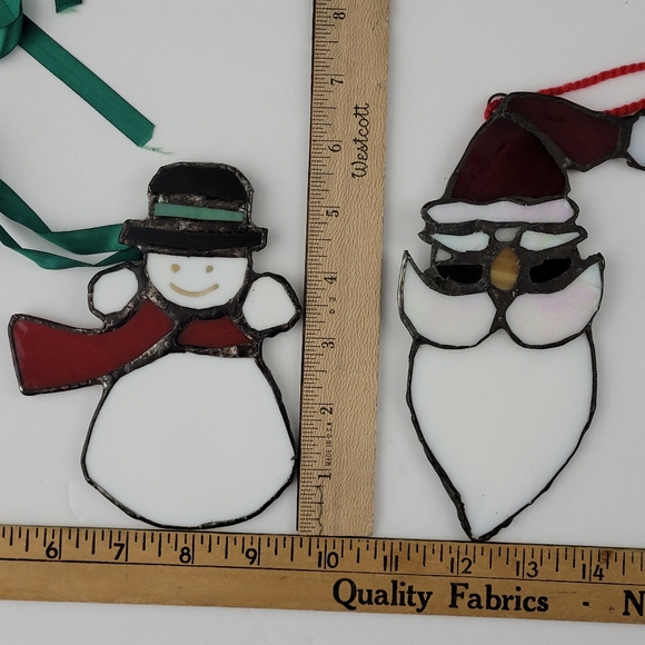 Christmas Stained Glass Suncatchers Lot of 6 Santa Snowman Stocking Tree Bell - Picture 10 of 10